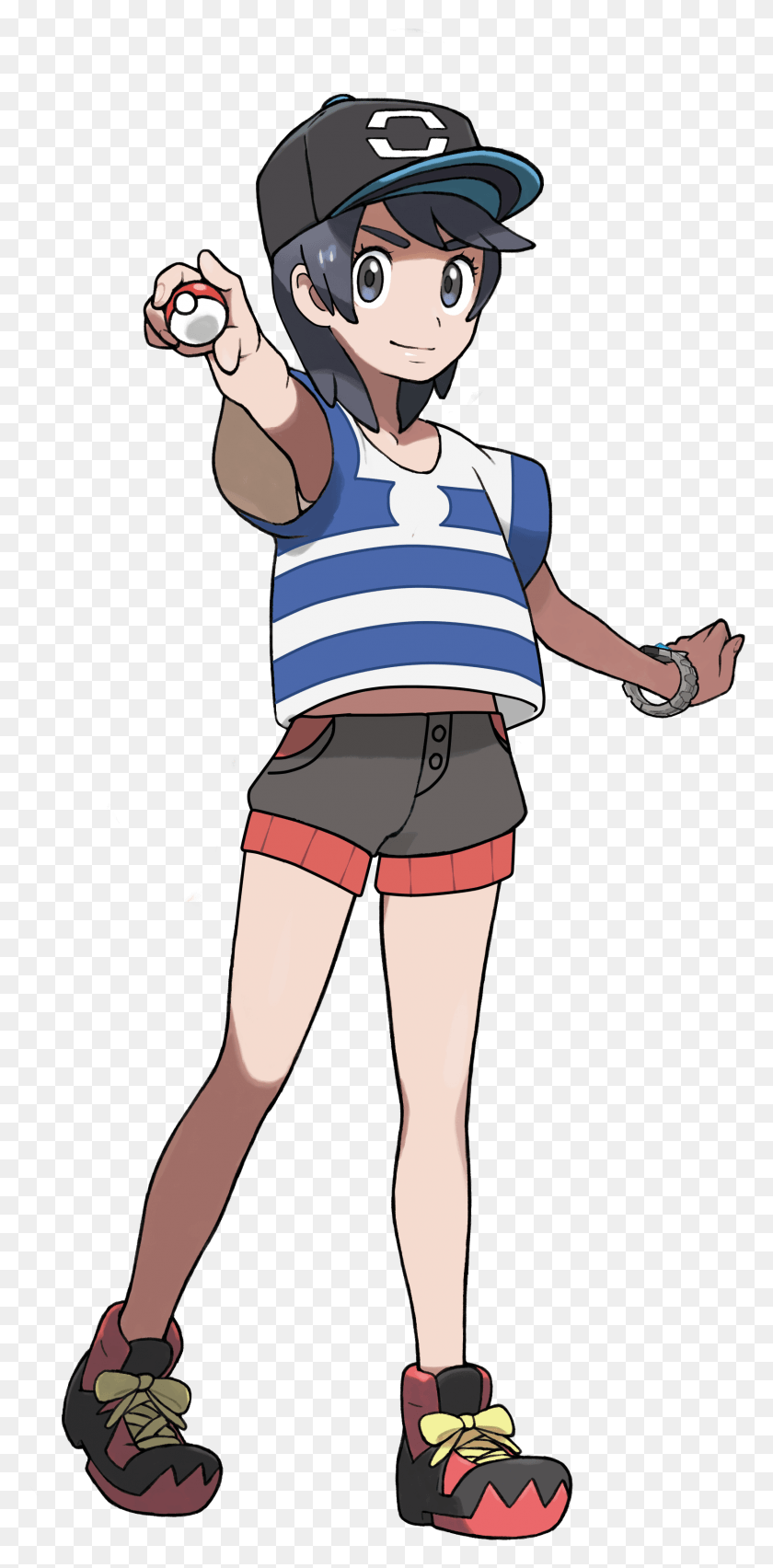 1667x3515 Genderbend Sun Pokemon Trainer Red Pokemon Red Trainers Pokemon Sun And Moon Team Skull Outfit, Одежда, Одежда, Шорты Png Скачать