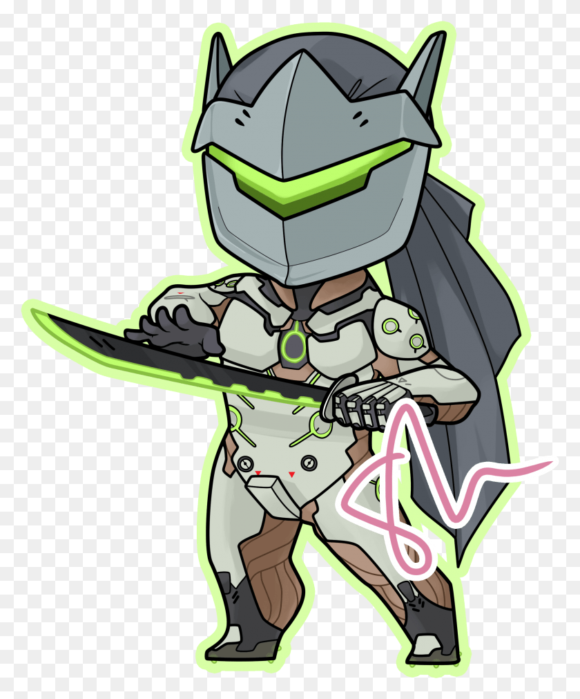 2245x2738 Genji From Overwatch Chibi Cartoon, Outdoors, Knight HD PNG Download