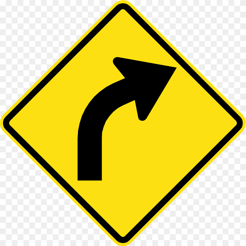 1920x1920 Gentle Curve Ahead Sign In Chile Clipart, Symbol, Road Sign Transparent PNG