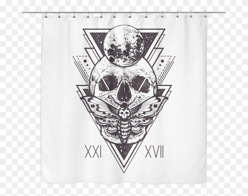 691x606 Geo Skull Shower Curtain Silence Of The Lambs Moth Tattoo, Clothing, Apparel, Text HD PNG Download
