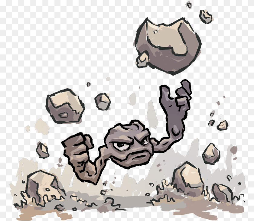 787x731 Geodude Used Rock Throw And Wide Rock Throw Pokemon, Art, Face, Person, Head Sticker PNG