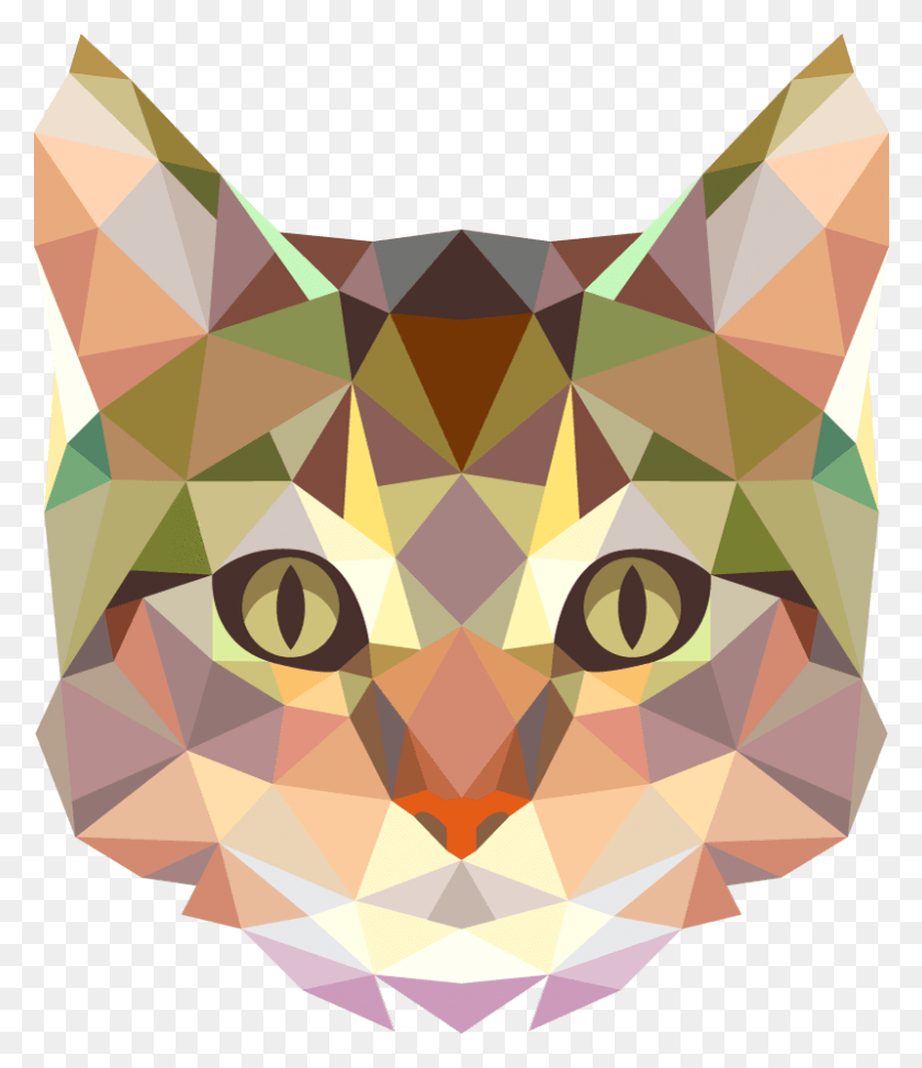 800x937 Geometric Cat Face Cat Polygon, Graphics, Rug Descargar Hd Png