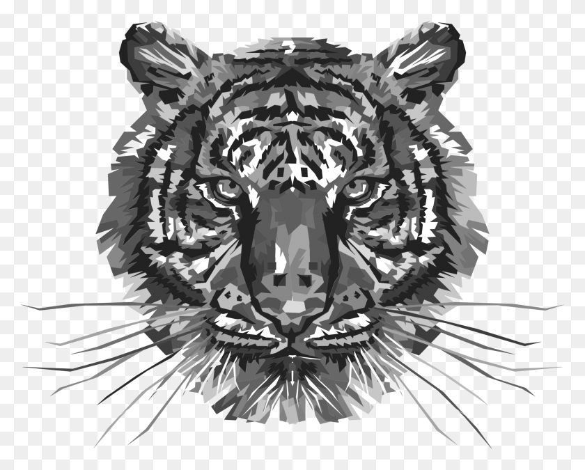 2270x1792 Descargar Png Cabeza De Tigre Geométrica Escala De Grises Tigre Colorido, Lámpara De Araña, Gráficos Hd Png