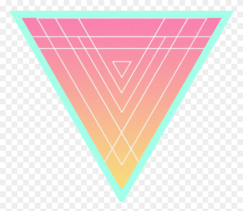 791x678 Geometric Triangle Shapes Retro 80s Pastelfreetoedit Triangle, Rug, Toy HD PNG Download