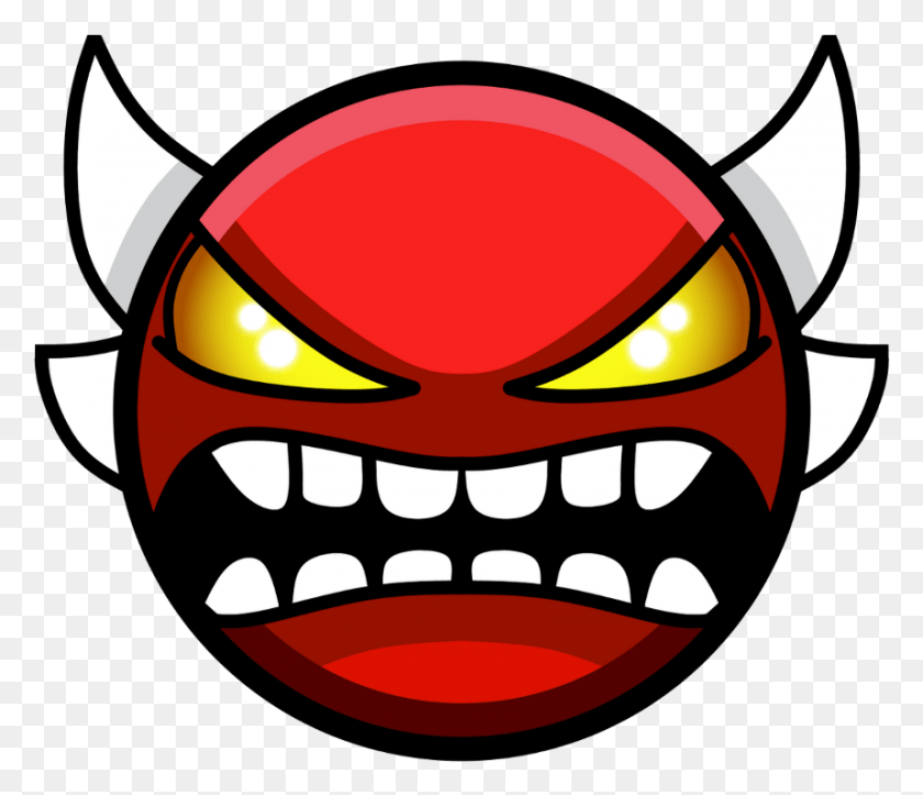 Geometry Dash Extreme Demon Face, Label, Text, Sticker HD PNG Download