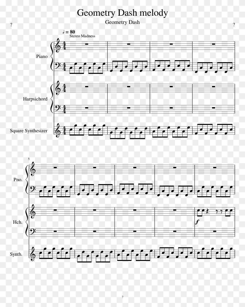 773x994 Geometry Dash Melody Sheet Music Composed By 1 Of 4 If You Are My Love Cello Sheet Music, Gray, World Of Warcraft HD PNG Download
