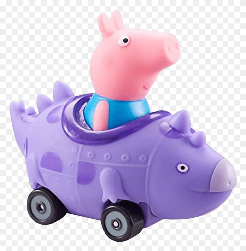 850x868 George Pig En Dinosaur Buggy 3 Figura Peppa Pig Mini Buggy, Juguete, Cojín, Comida Hd Png