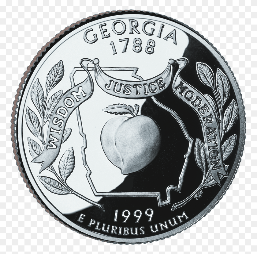 771x768 Georgia Se Convierte En El Cuarto Estado De Los Estados Unidos 1999 Georgia Quarter, Níquel, Moneda, Dinero Hd Png