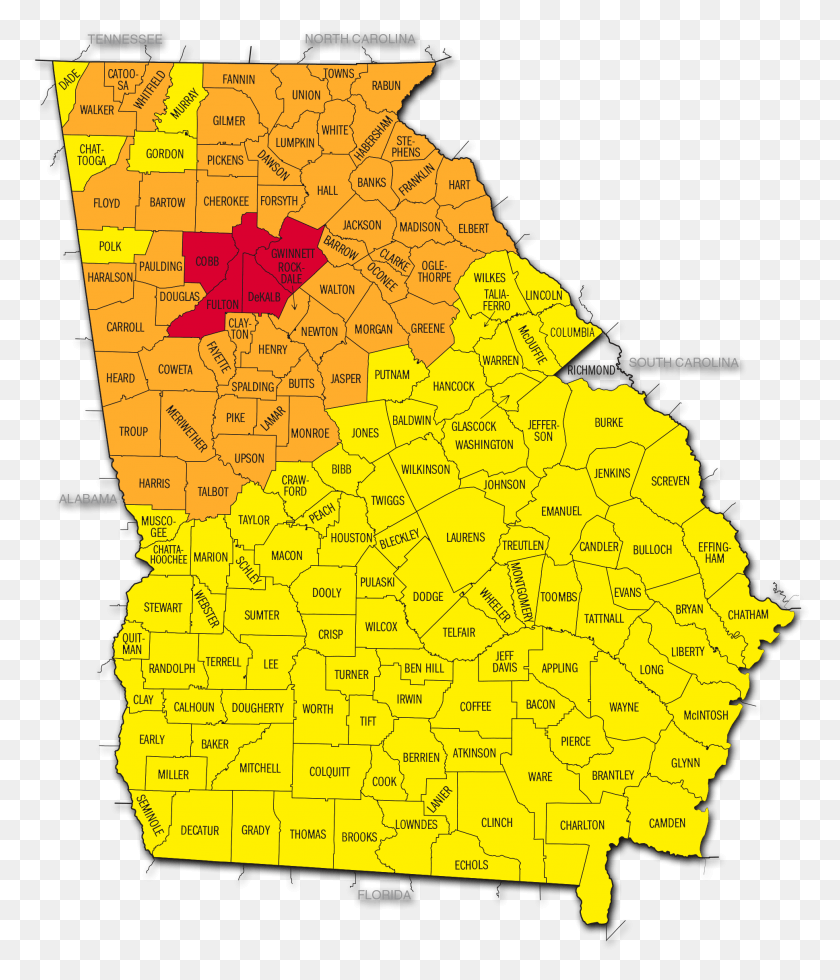 1938x2288 Радоновая Карта Штата Джорджия Карта Округа Джорджия, Диаграмма, Участок, Атлас Hd Png Скачать