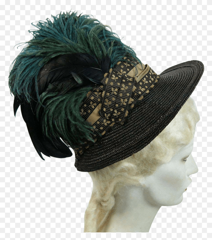 882x1005 Georgian Tall Crown Straw Bonnet With Original Embellishments, Clothing, Apparel, Hat HD PNG Download