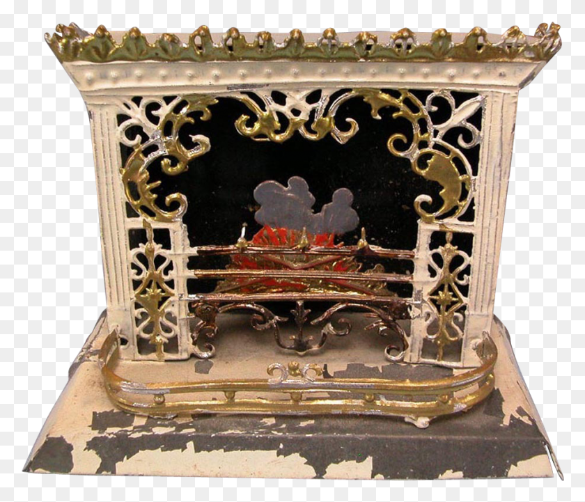 923x783 German Dollhouse Tin And Soft Metal Fireplace 1920s Sofa Tables, Furniture, Screen, Electronics HD PNG Download
