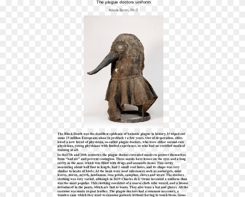 German Museum Plague Doctor Mask, Bronze, Figurine, Animal, Dinosaur Clipart PNG