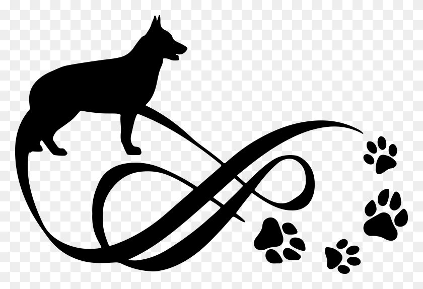 4243x2799 German Shepherd Clipart Black And White Dog Infinity, Animal, Green, Mammal HD PNG Download