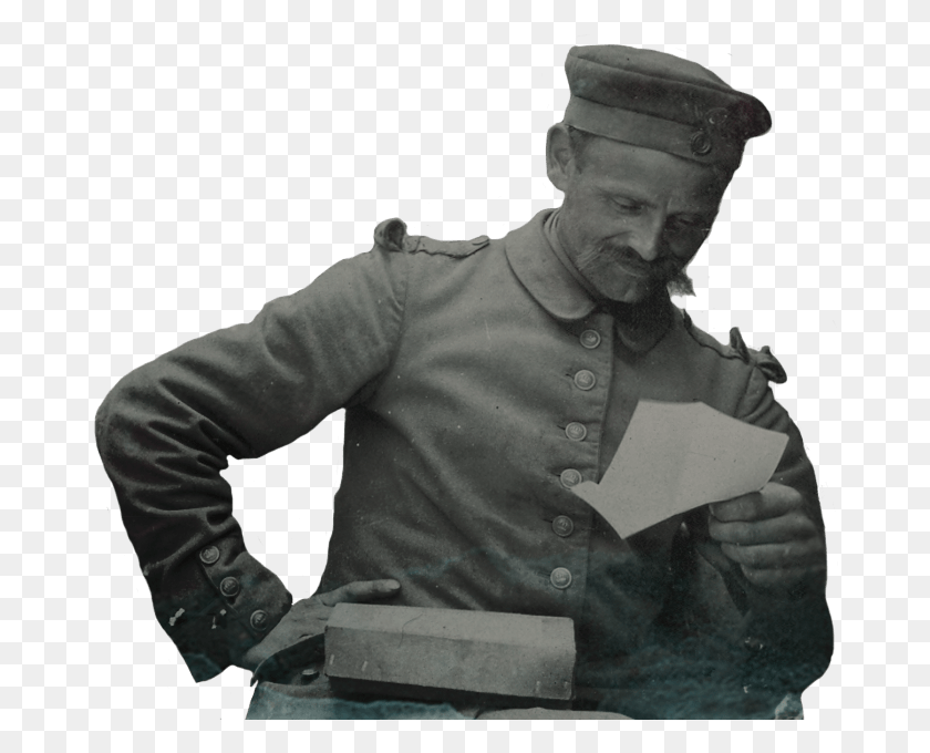 674x620 Немецкий Солдат Читает Письмо Бюст, Человек, Человек, Палец Hd Png Скачать