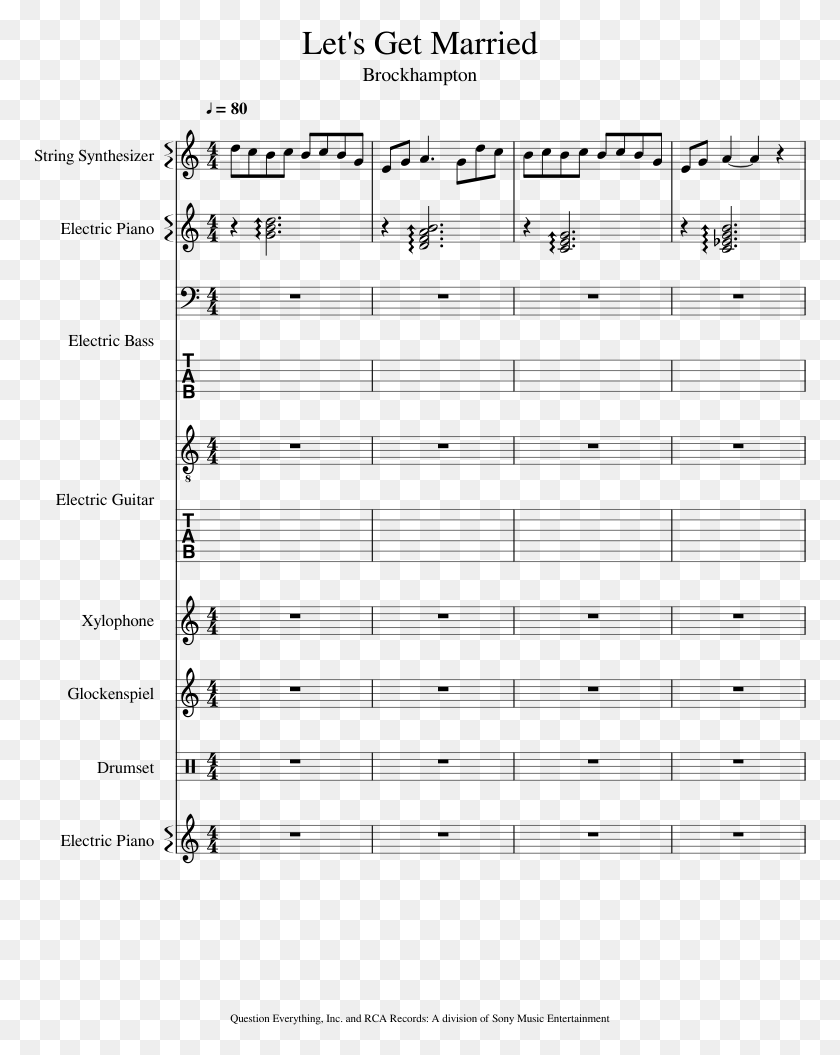 773x995 Get Married Sheet Music For Piano Strings Bass Brockhampton Let39s Get Married Piano, Gray, World Of Warcraft HD PNG Download
