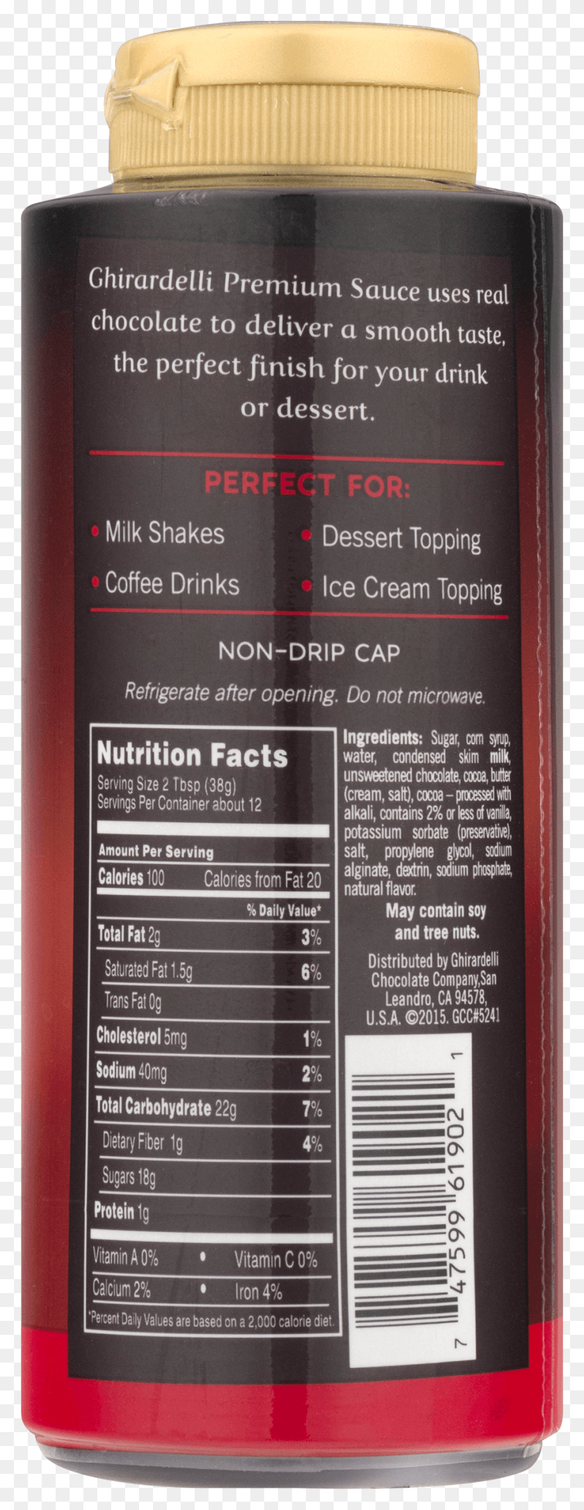 923x2500 Ghirardelli Chocolate Sauce Ingredients, Text, Menu, Label HD PNG Download