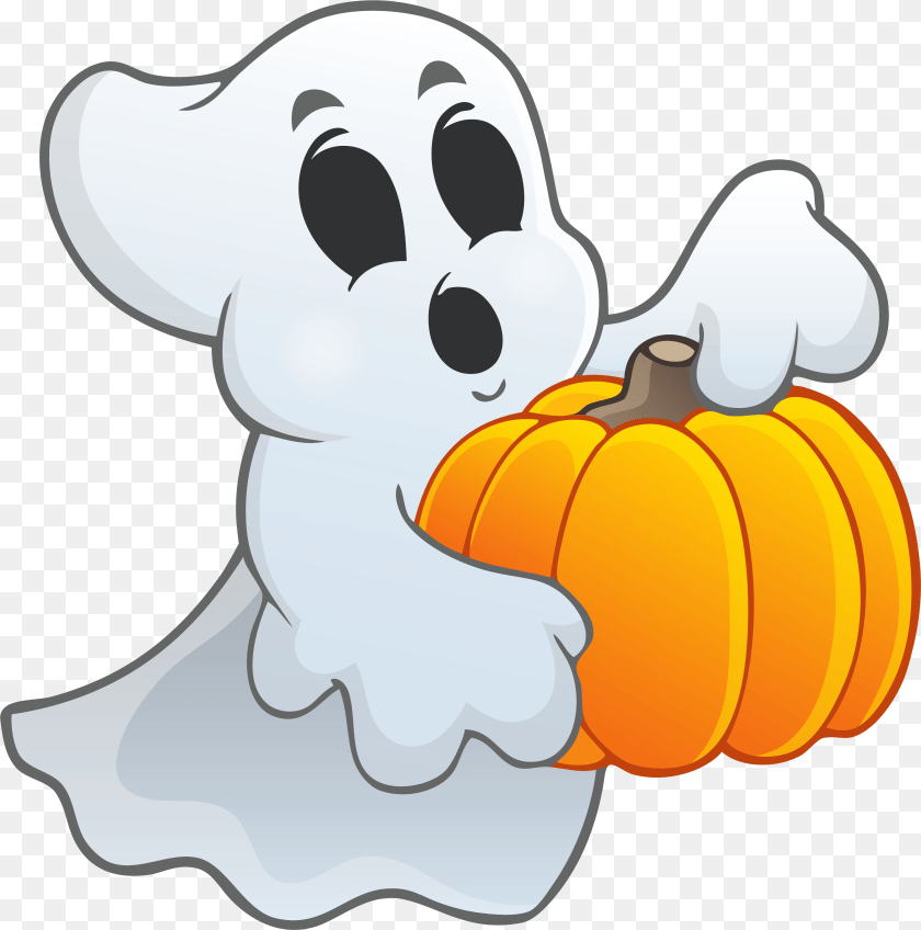 Ghost Halloween Ghost, Food, Plant, Produce, Pumpkin Clipart PNG