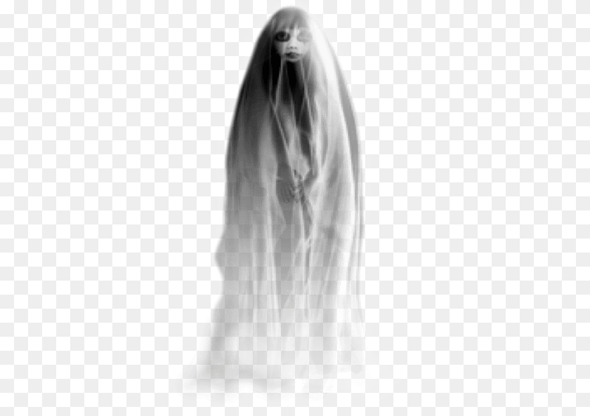 353x593 Ghost Halloween Transparent Image Hd Real Ghost, Clothing, Veil, Adult, Bride Clipart PNG