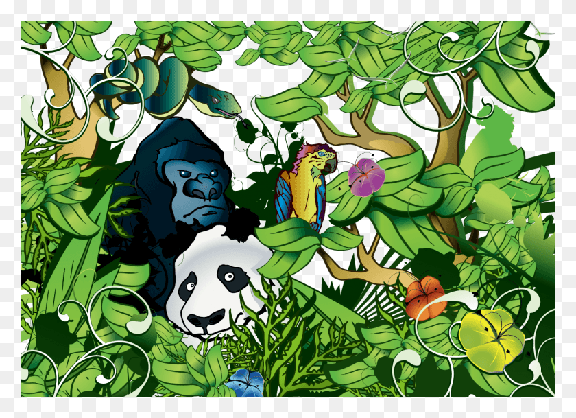 1336x942 Panda Gigante Bosque Animal Clip Art Elementos De La Selva, Vegetación, Planta, Árbol Hd Png Download
