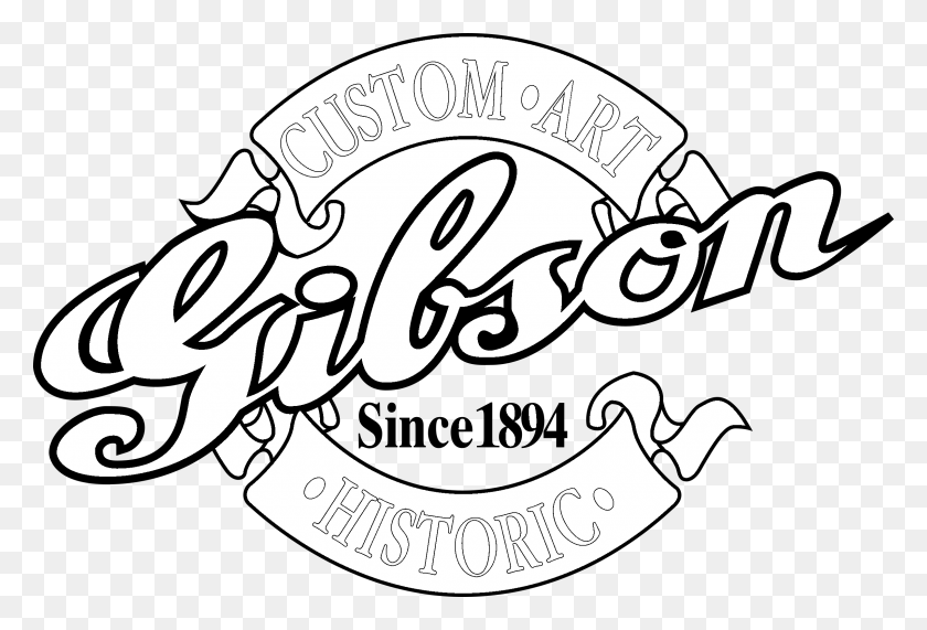 2400x1574 Логотип Gibson 3 Черно-Белый Логотип Gibson Custom Art Historic, Текст, Алфавит, Символ Hd Png Скачать