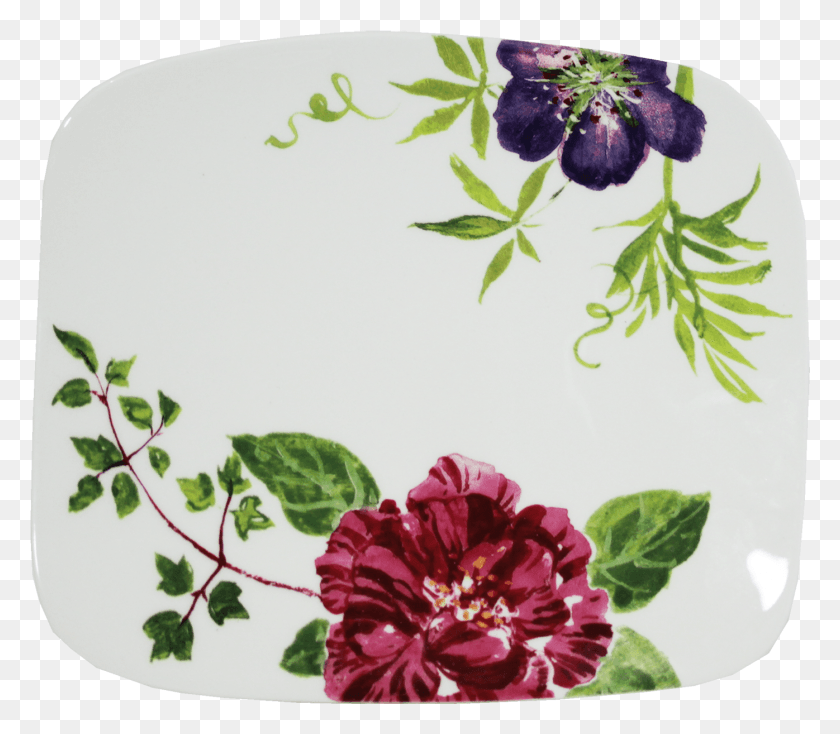 1396x1207 Gien Millefleurs Органическая Квадратная Тарелка Rosa Gallica, Растение, Цветочный Дизайн, Узор Hd Png Скачать