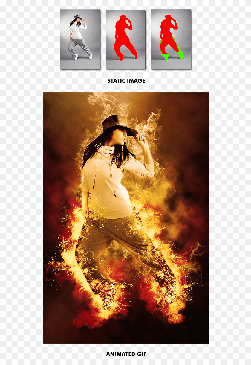 556x1160 Gif Animated Fire Photoshop Action Poster, Person, Human, Clothing Descargar Hd Png
