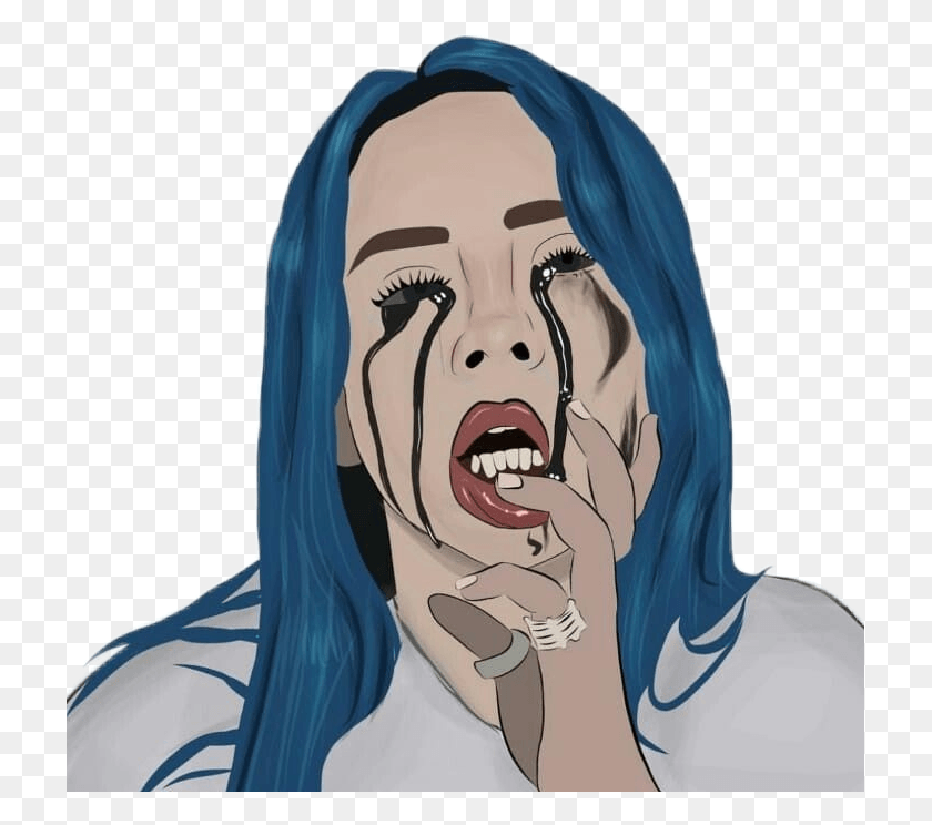 719x684 Gif Crying Sad Aesthetic Cartoon Drawings Gif Crying Billie Eilish Party39s Over, Face, Person, Human HD PNG Download