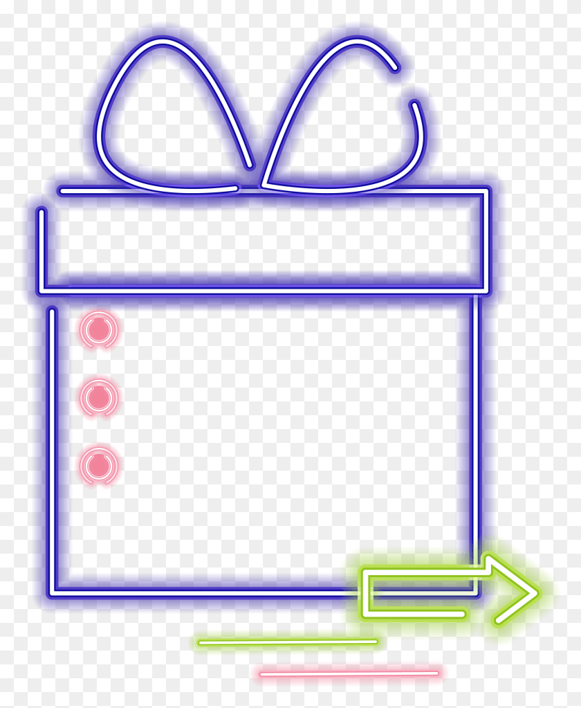 4250x5251 Gift Box Border Neon Element And Vector Image, Word, Mailbox, Letterbox HD PNG Download