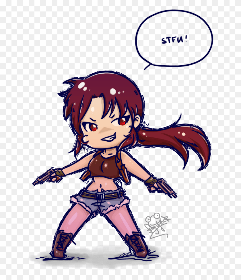 651x917 Gift Chibi Revy By Frog Of Rock Black Lagoon Anime Cartoon, Person, Human, Costume HD PNG Download