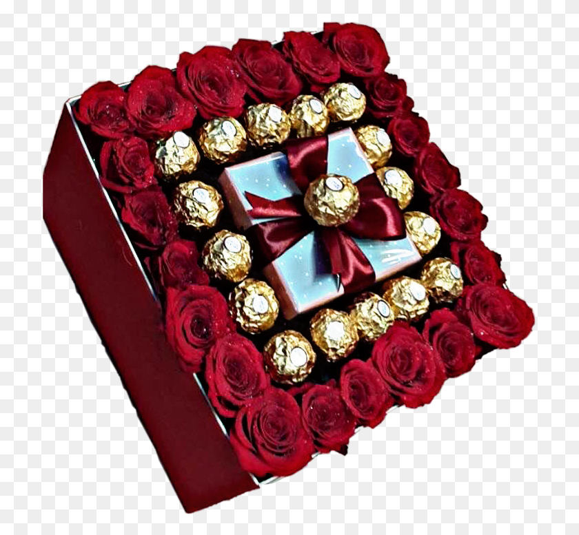 716x717 Подарок Подарок Лук Шоколадные Ferrerorocher Розы Hd Png Скачать