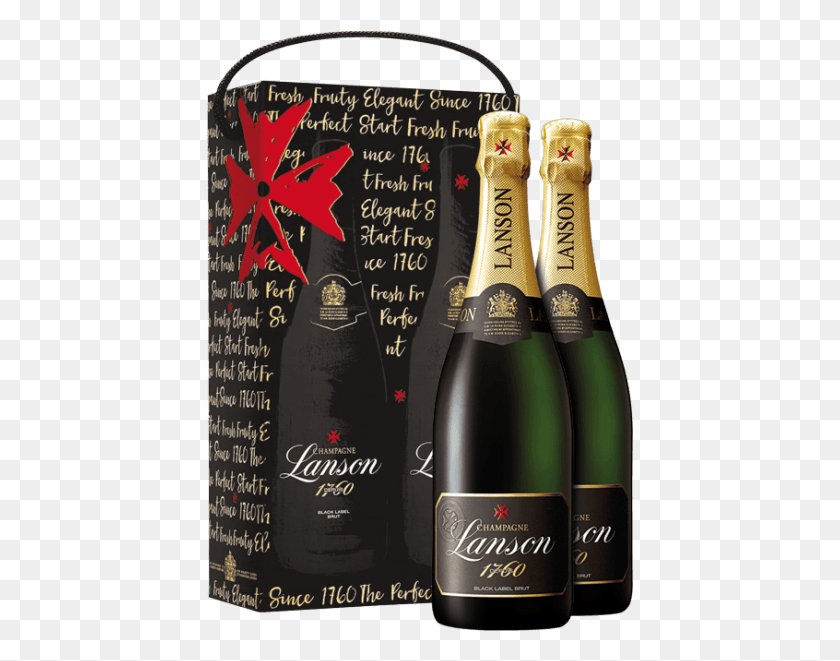 427x601 Gift Set Paris 2 Bottles Champagne Lanson, Alcohol, Beverage, Drink HD PNG Download
