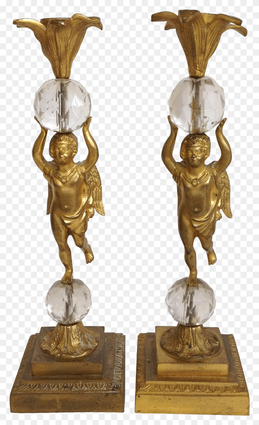 1004x1695 Gilt Bronze Cherub Candle Holders Circa 189039s Bronze Sculpture, Person, Human, Gold HD PNG Download
