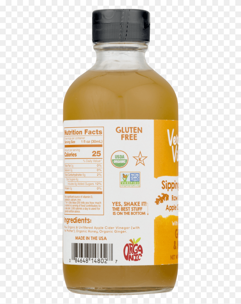 407x1001 Ginger Side Shot Organic Certification, Bottle, Food, Beverage HD PNG Download