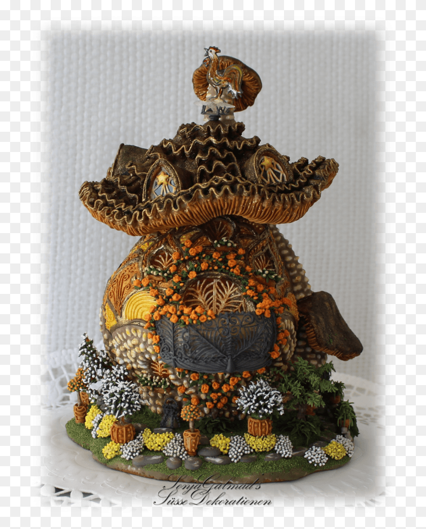 717x984 Gingerbread House Mushroom Cottage Statue, Pattern, Figurine, Honey Bee HD PNG Download