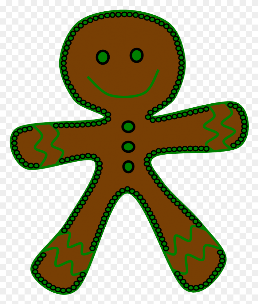 785x937 Gingerbread Man Green Frosting, Text, Symbol, Pattern HD PNG Download