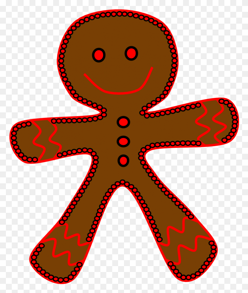 785x937 Gingerbread Man Red Frosting, Cookie, Food, Biscuit HD PNG Download