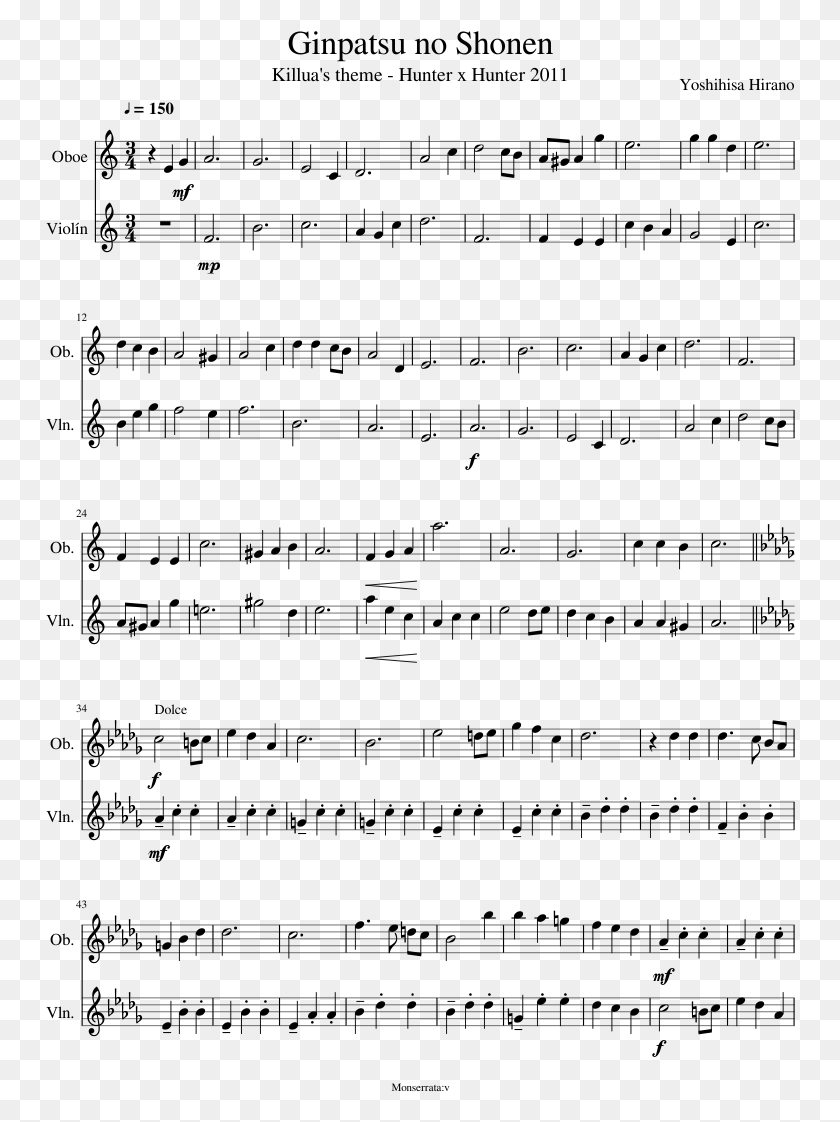 750x1062 Ginpatsu No Shonen Sheet Music Composed By Yoshihisa Ginpatsu No Shounen Piano Sheet, Gray, World Of Warcraft HD PNG Download