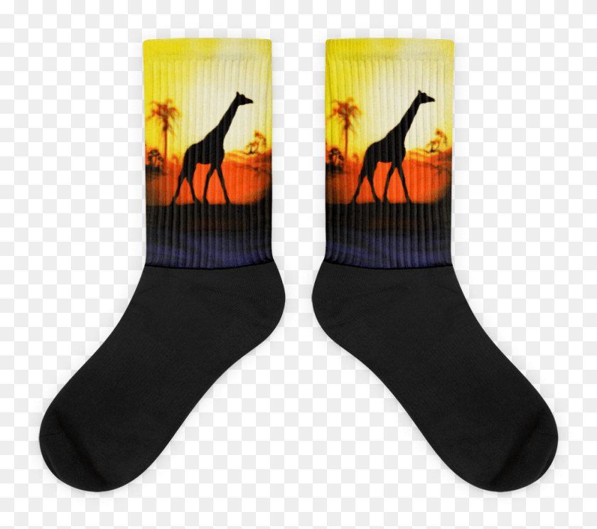 965x847 Giraffe Black Foot Socks Comfy Socks For Giraffe Lovers Sock, Clothing, Apparel, Footwear HD PNG Download