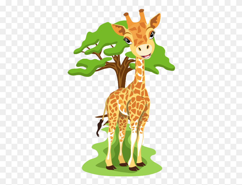 374x583 Giraffe Cartoon Clipart Image 3 600600 Pixels Cartoon Giraffe Cartoon Logo, Wildlife, Animal, Mammal HD PNG Download