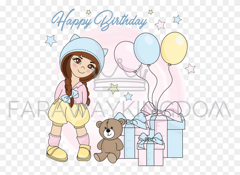 3508x2480 Girl Birthday Holiday Cartoon Vector Illustration Set Cartoon, Person, Human, Comics HD PNG Download