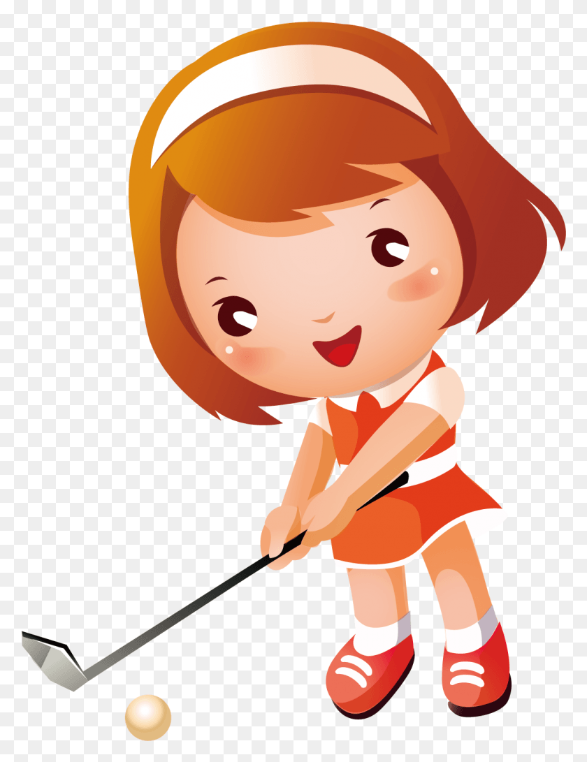 1090x1441 Girl Clip Art Playing Transprent Free Cartoon Girl Playing Golf, Toy, Doll, Cupid HD PNG Download