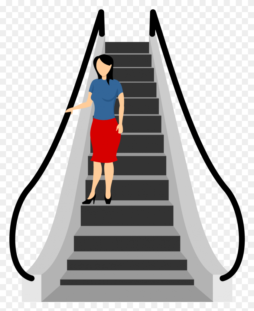 1125x1399 Girl Coming Down Through Escalator Stairs, Person, Human, Staircase HD PNG Download