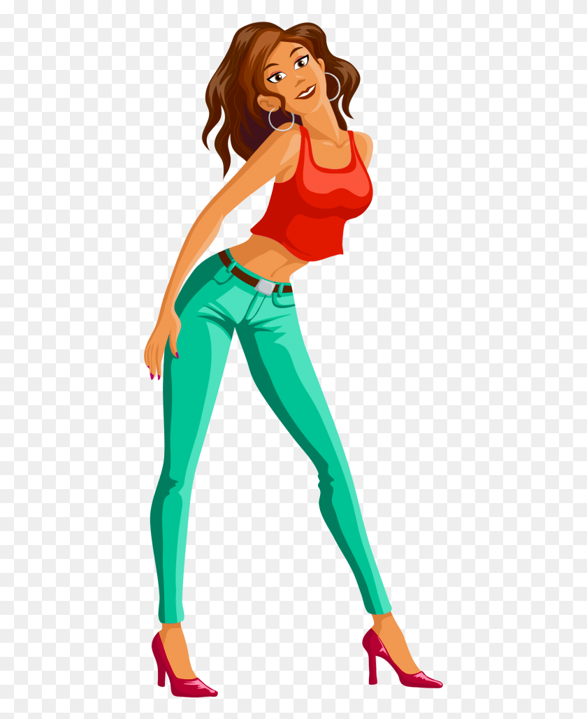 429x969 Girl Dancing Vector Transparent Image Dancing Girl, Pants, Clothing, Apparel HD PNG Download