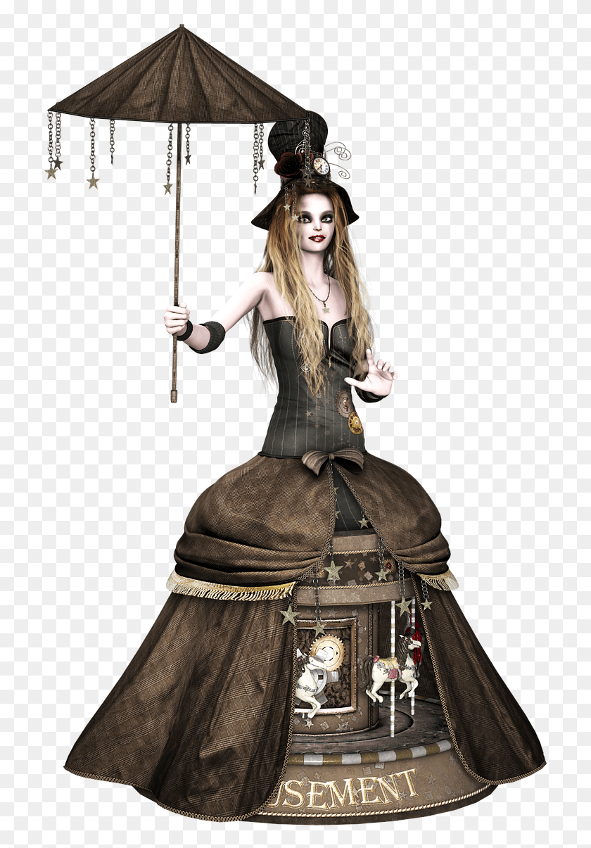 720x1145 Girl Dress Steampunk Umbrella Image Dress, Costume, Person, Human HD PNG Download