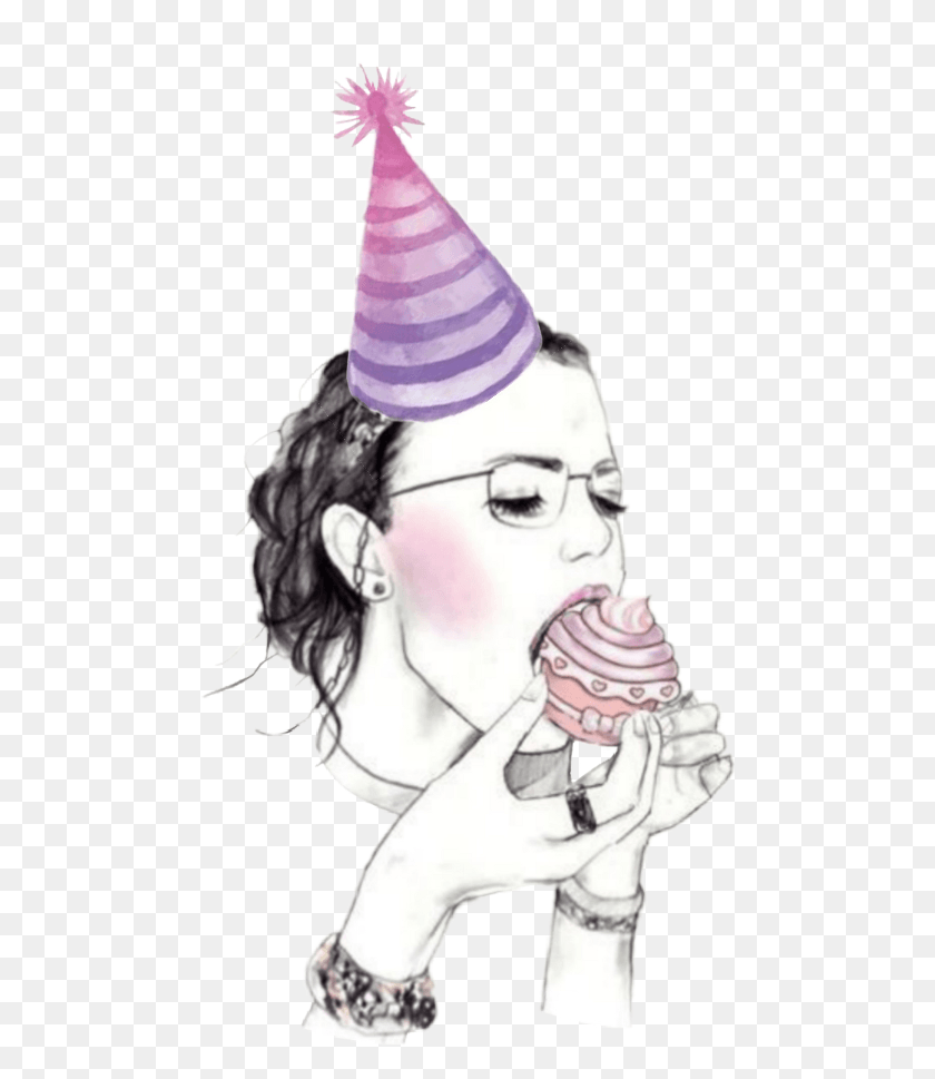 480x909 Chica Comiendo Cupcake Ilustración, Ropa, Ropa, Persona Hd Png
