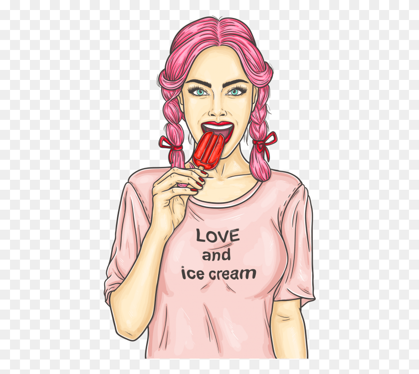 428x689 Girl Eating Ice Cream, Person, Human, Food HD PNG Download