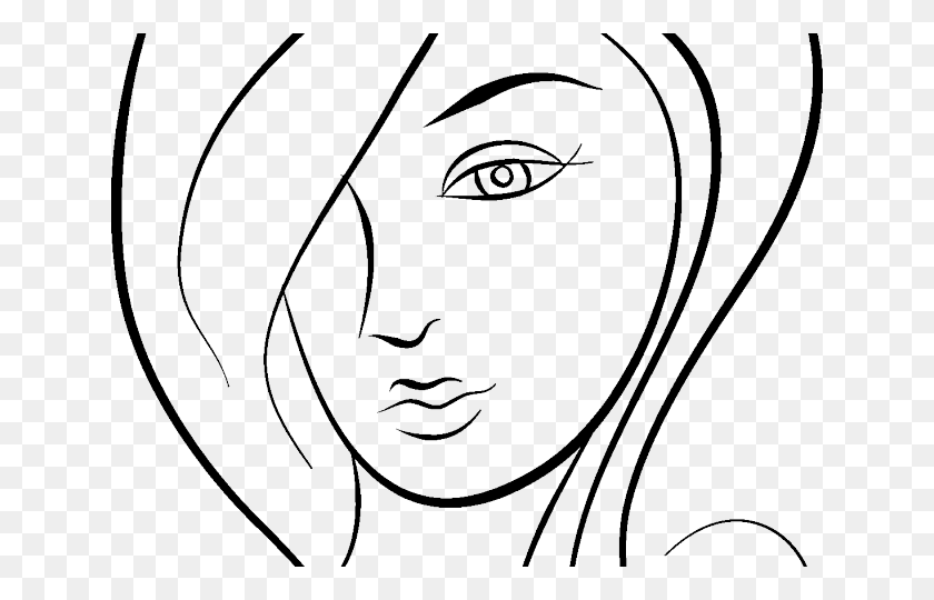 640x480 Girl Face Clipart Line Art, Head, Face HD PNG Download