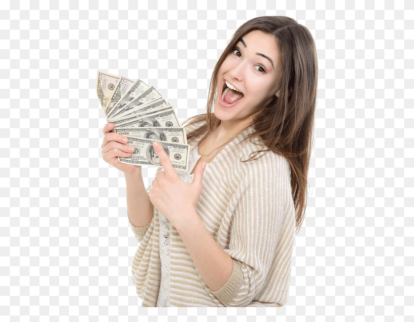 456x593 Girl Holding Cash, Money, Dollar, Person HD PNG Download