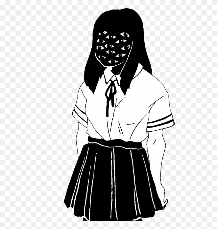 519x827 Girl Japan Yaponka Shkolnica Anime Creepy Creepypasta Creepy Girl Anime Transparent, Clothing, Apparel, Person HD PNG Download