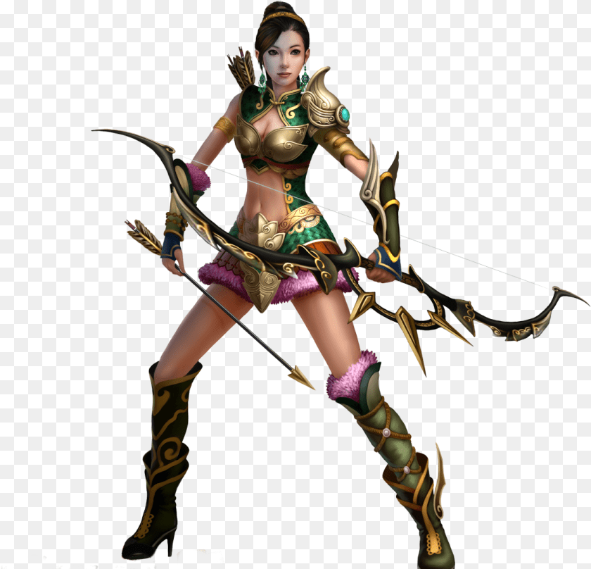1122x1079 Girl With Bow And Arrow Full Size Seekpng Female Warrior Video Games, Archer, Archery, Person, Sport Transparent PNG
